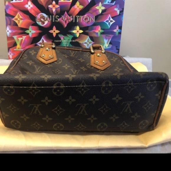 Louis Vuitton Manhattan PM Brown Leather Handbag Tote - Picture 3 of 15